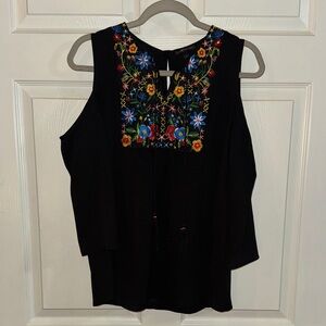 Embroidered Black Women's Top